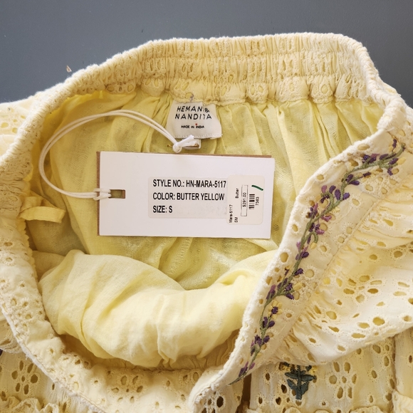 NWT Hemant & Nandita Floral Embroidered Mara Mini Skirt Butter Yellow Size Small - Picture 10 of 12